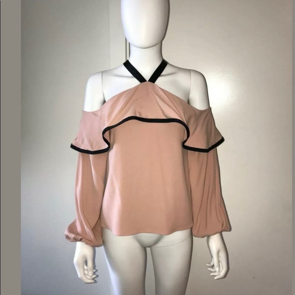 ALEXIS *Malia* pink black cold shoulder blouse S - Picture 2 of 5